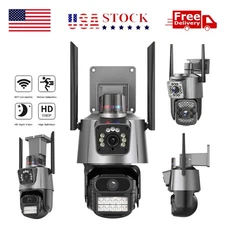 Dual Lens HD WiFi Security Camera 8X Zoom Outdoor Home Night Vision CCTV PTZ US
