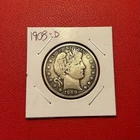 1908-D Barber Half Dollar 50C Coin Great Detail F/VF