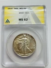 1937 P Walking Liberty Silver Half Dollar ANACS MS62