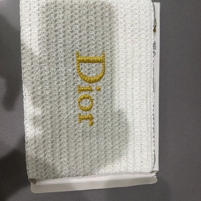 Dior Parfums Gold Shimmer Trousse Pouch Cosmetic Bag Star Zipper Pull New in Box