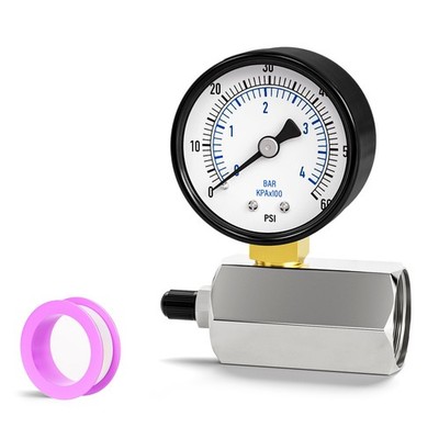 Gas Test Pressure Gauge 0-60 PSI 2 inch Dial 3/4 FNPT Connection Brass Valve