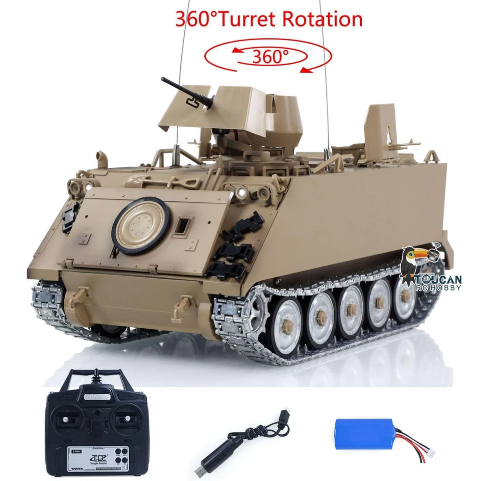 TD 1/16 Military RC Tank M113A1 360Rotation Infrared Metal Wheels Gearbox Smoke - Image 3 of 4