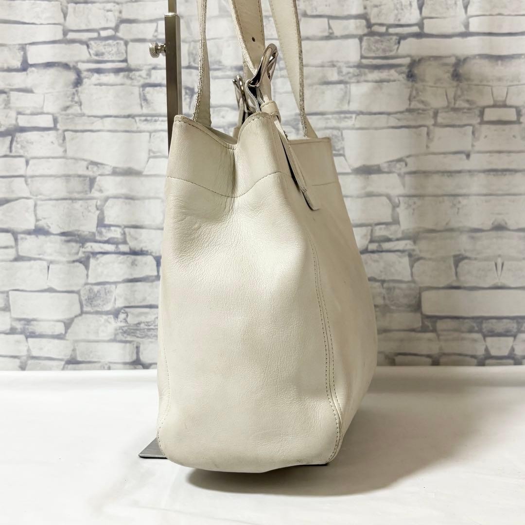 Old Coach Leather Shoulder Bag 4157 White Small G128 thumbnail 6