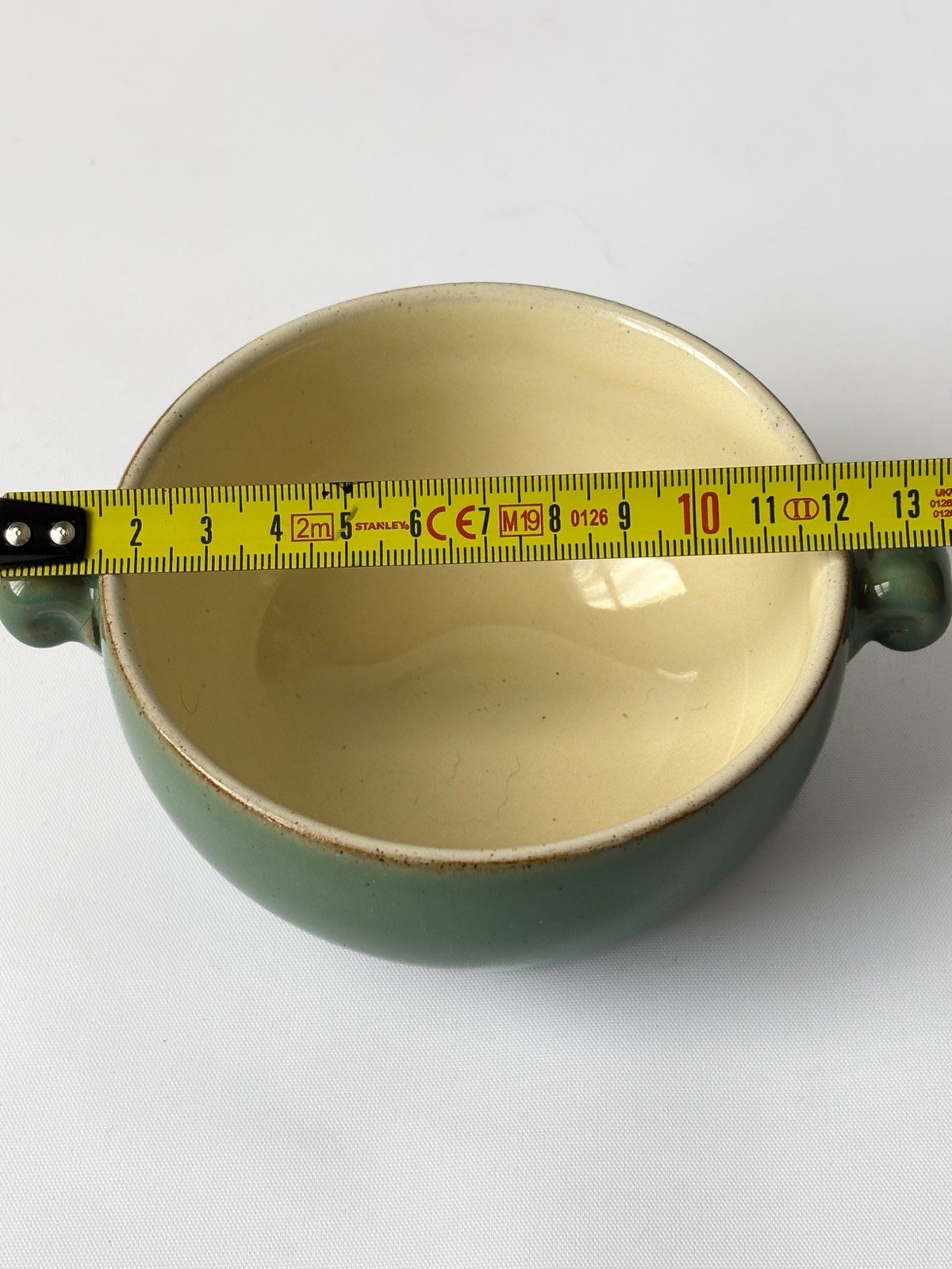 Vintage Denby Stoneware Soup Bowls Set of 2 Green Handled Bowls Made in England image 5