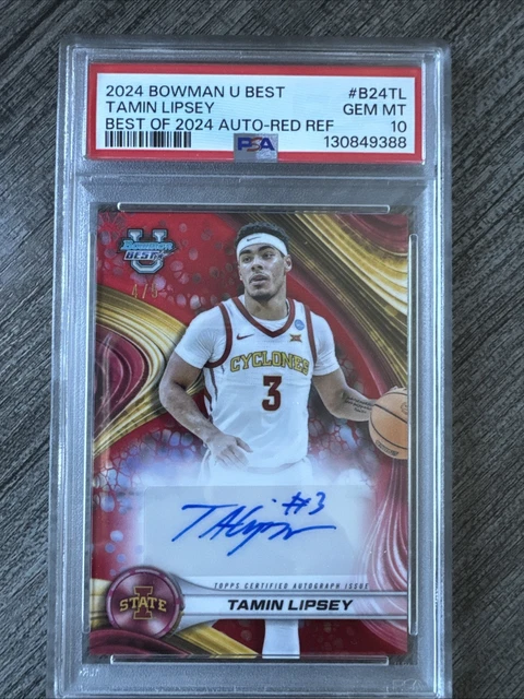 2024 Bowman U Best Tamin Lipsey Auto RED 4/5. PSA 10 — - Pop 1 !!!!!