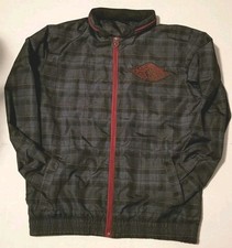 Nike Air Jordan Wings Hooded Jacket Plaid Navy/Blk/Red Youth Sz 16-18 Pre-Owned