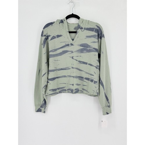 FP Movement Free People Tie Dye V-Neck Cropped Hoodie Sage Green Gray Small Boho