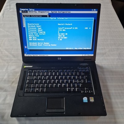 HP Compaq NX7300, Intel Celeron, 15,6'', OHNE HDD, 1Gb RAM, GETESTET AUF BIOS (209)