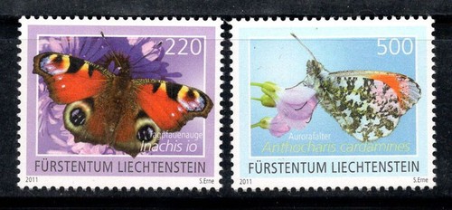 Liechtenstein 2011 Mi. 1592-1593 postfrisch ** 100% Schmetterlinge, Fauna