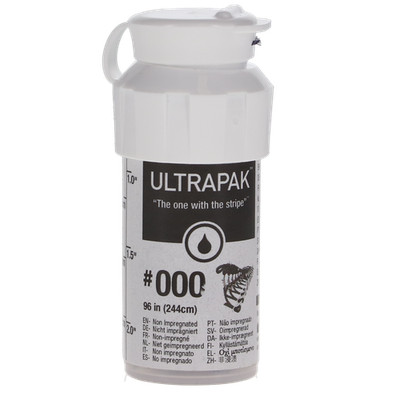 Ultradent 137 Ultrapak Retraction Cord Plain Knitted #000 Ultra Thin 96''