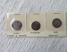 3 x EDWARD I, SILVER HAMMERED PENNIES, 1272 - 1307, YORK, LONDON & CANTERBURY.