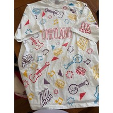 Vintage Opryland USA T-Shirt Hanes Beefy-T Made in USA Music All Over Print L