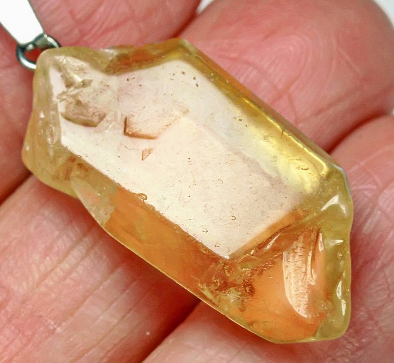34Ct Natural Champagne Smoky Quartz Necklace Pendant XQZ55