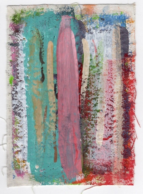 ACEO Original Art Abstract Colorful Brushstroke Painting ATC OOAK by LPothanArt