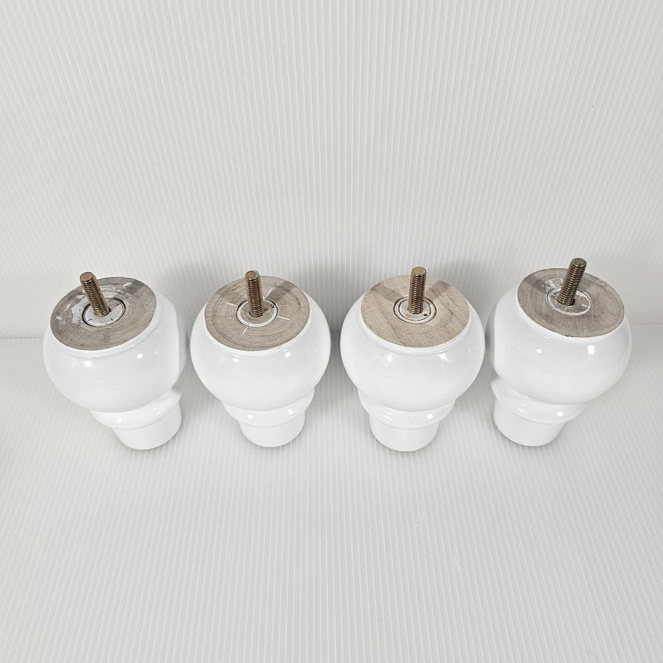 Patas de sofá, madera redonda, juego de 4, muebles, 4 pulgadas, blanco Foto 2 de 4