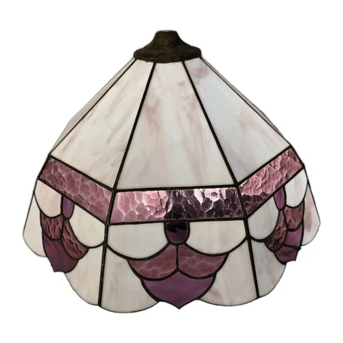 VTG Tiffany Style Stained Glass Lamp Shade  - 18" Diameter. Geometric READ