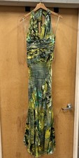 Y2K Nina Austin Prom Dress Maxi Gown Small Green Silk Fairy Grunge Bead Halter