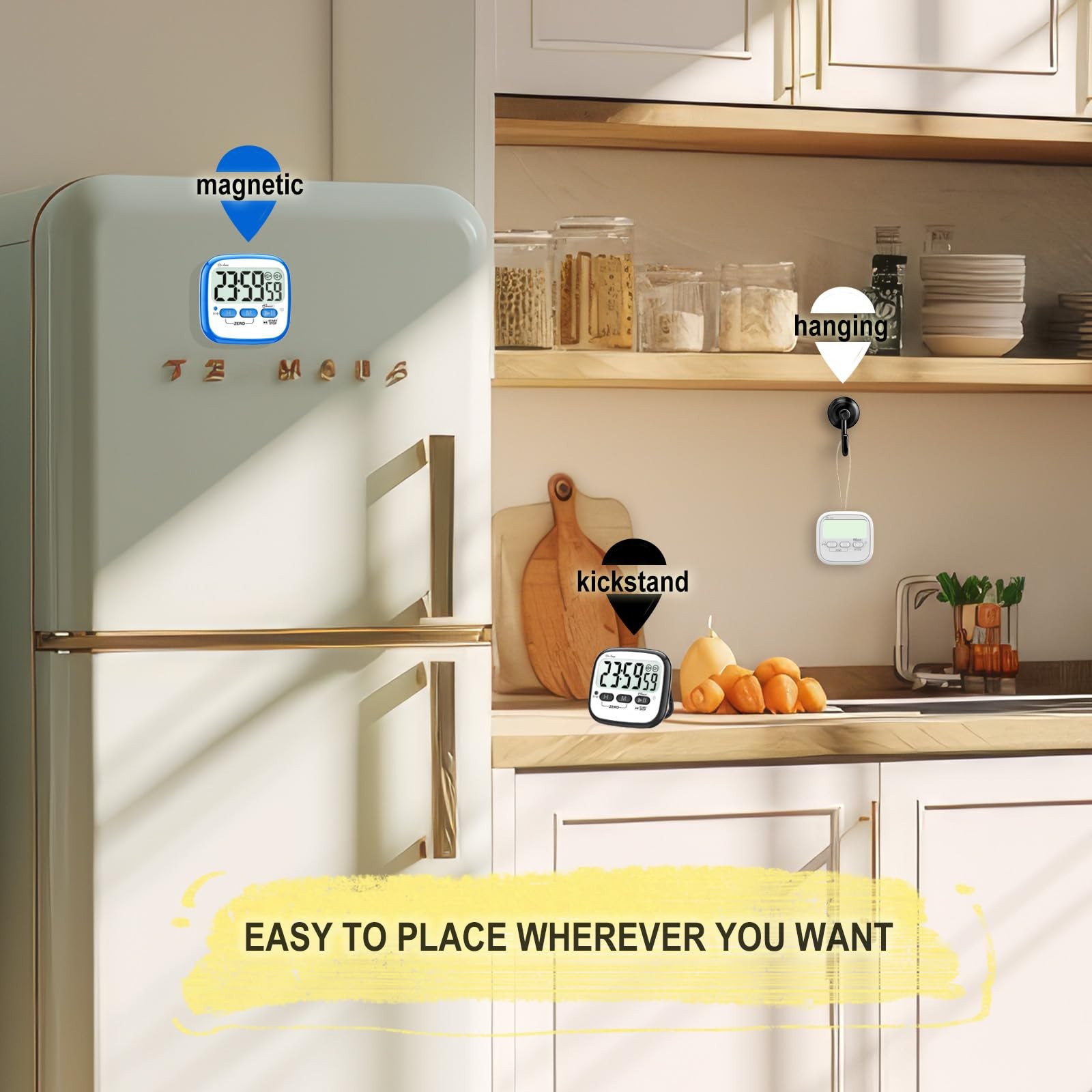 2-Pack Magnetic Kitchen Timers for Cooking, Digital Stop Watch Countdown Time...