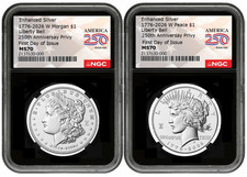 2026 W Morgan &Peace Silver Dollar Enhanced Liberty Bell NGC MS70 FDI #2830B