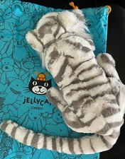 LARGE Jellycat Sacha Snow Tiger Plush, Rare with Tags Dust Bag For Easter Gifts