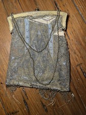 Antique 1900's Micro Beaded Mesh Purse Gilt Frame - AS IS PROJECT