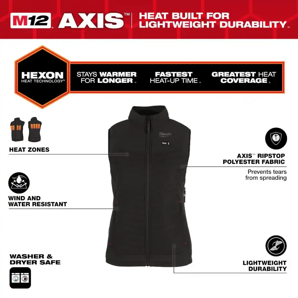 Women'S Medium M12 12-Volt Lithium-Ion Cordless Axis Black Heated Vest Kit with - Image 2 of 4