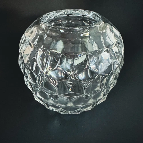 Vintage Fostoria American Cubist One Piece Rose Bowl #2056 4.5" Clear 1950