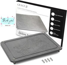 Stone Dish Drying Mat Kitchen Counter Absorbent Quick Drying W/ Non-Slip Feet