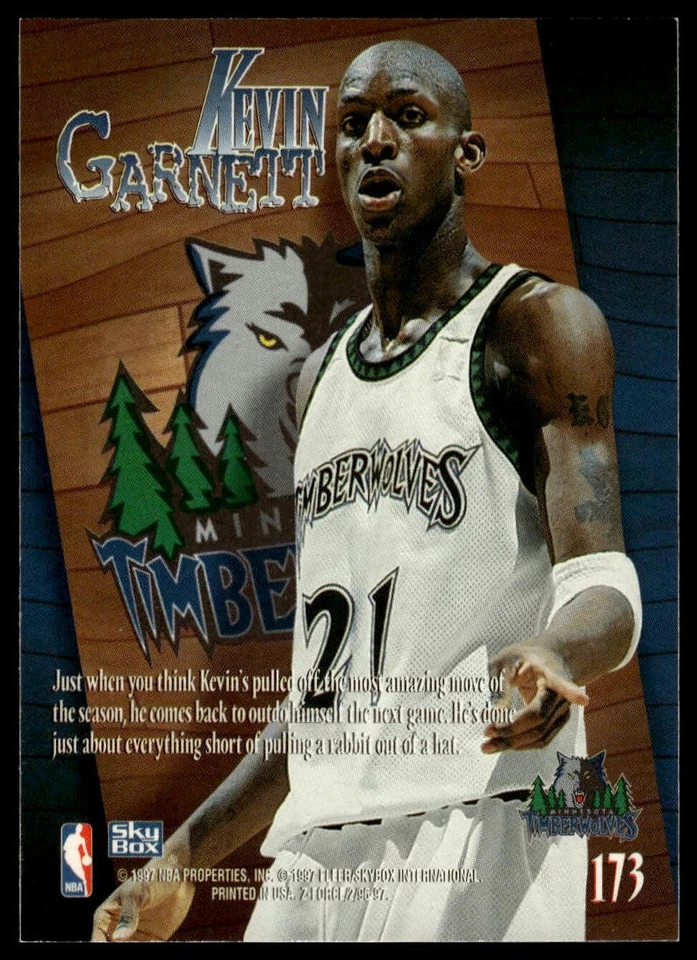 1996-97 SkyBox Z-Force #173 Kevin Garnett - Image 2 of 2