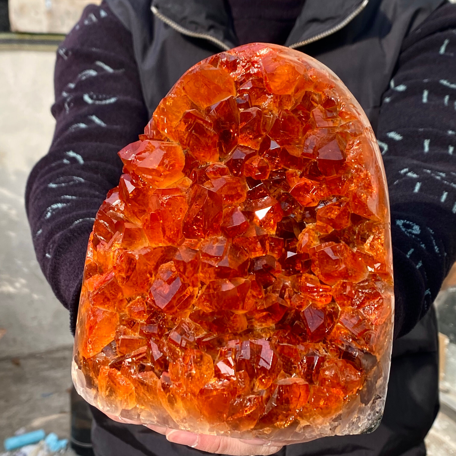 7.43LB Vibrant Yellow Citrine Crystal Geode for Cave Decor or Collectors  