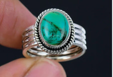 Handmade 925 Sterling Silver Turquoise Stone Anniversary Gift Ring All Size R390