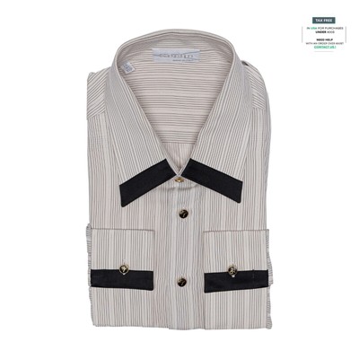1400$ LUXURY GERLIN Shirt Ivory Striped 100% Silk Crèpe 16 - 41 2P BIJAN