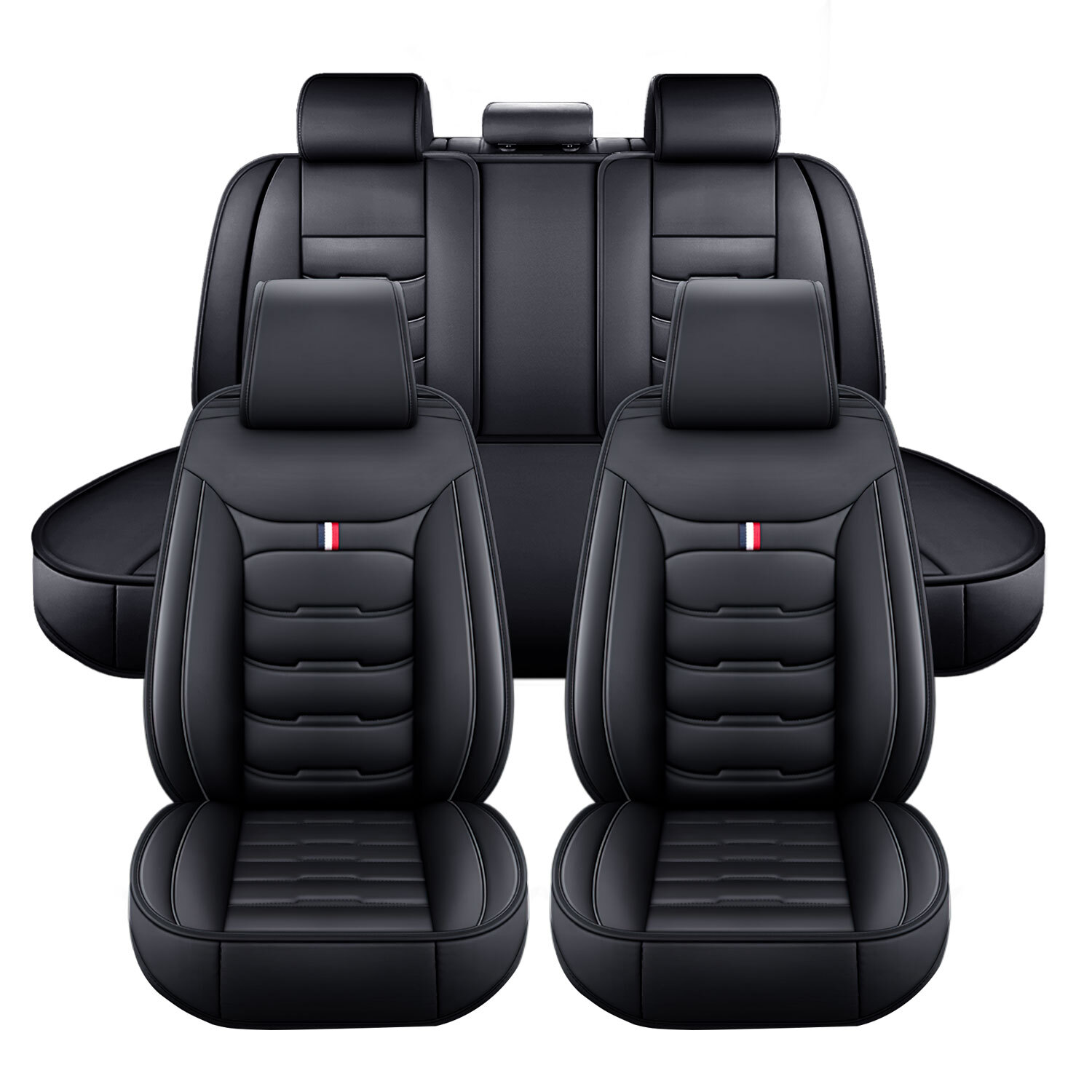 For Cadillac Leather Car Seat Cover Front Rear Full Set 5-Seat Protector Cushion