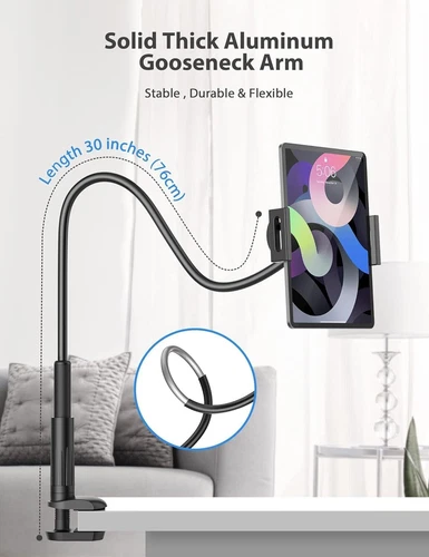 Supporto da scrivania collo d'oca letto pigro 360 ° per iPhone iPad tablet Samsung - Foto 4 di 7