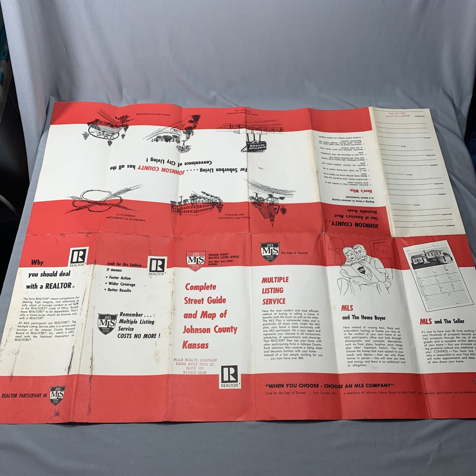 Vtg MLS Street Map Johnson County Kansas Real Estate Realtor eBay