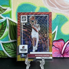 2022-23 Panini Optic Asia ANFERNEE SIMONS 52 Blazers Red And GOLD Wave Prizm /99