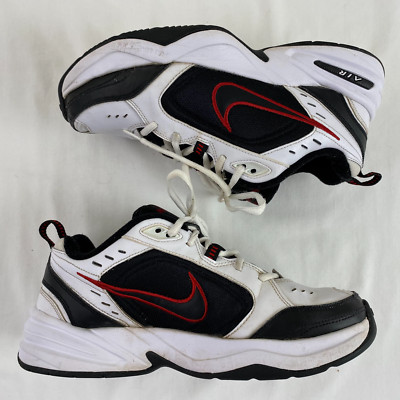 Nike Air Monarch 4 415445-101 Black White Red Running Shoes Sneakers Mens SZ 8.5