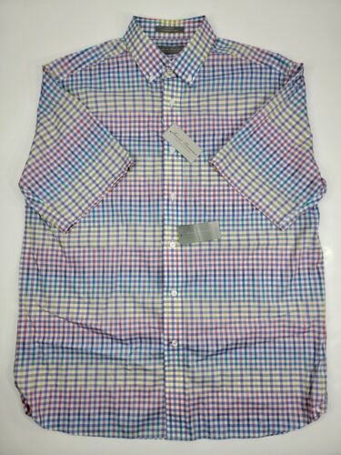 NEW Daniel Cremieux Signature Colorful Check Men's L Short Sleeve Shirt NWT $85