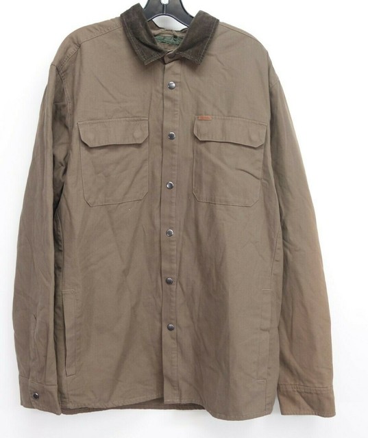 New Volcom Mens Olive Corduroy Collar Canvas Trucker Workwear Jacket