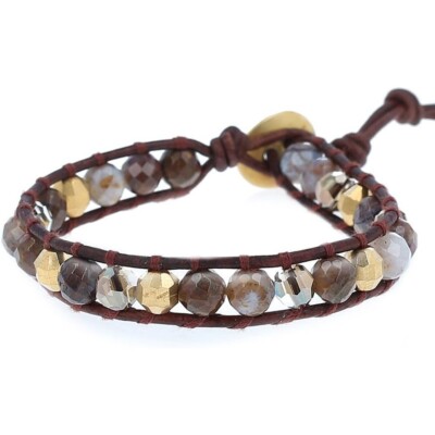 Chan Luu Pietersite Gold Plated Bead Mix Single Wrap Bracelet