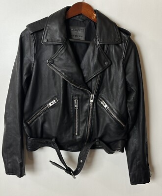 231 ALLSAINTS Balfern Leather Biker Jacket Size 8 US RETAIL $569