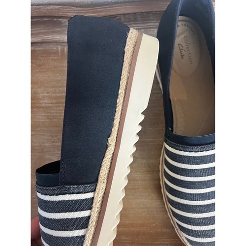 NEW Clarks Serena Paige Loafers Shoes Size 11 W Blue White Stripe Casual - Picture 8 of 11