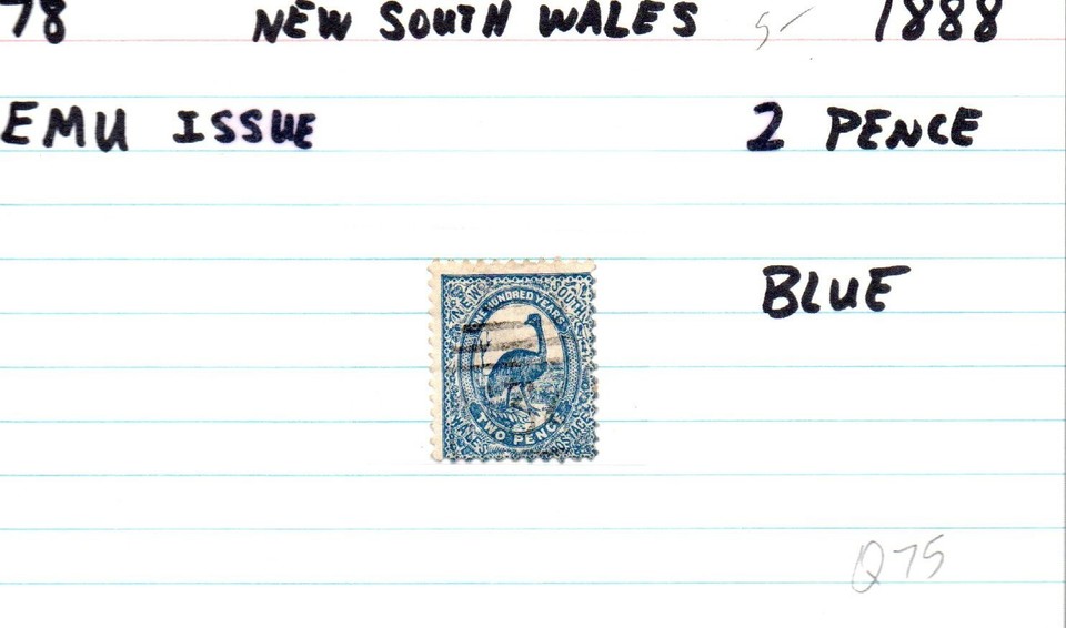 New South Wales Australia Sc78 used 2 pence Blue 1888 Emu issue eBay