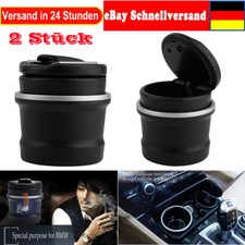 2PCS Auto Aschenbecher mit LED Beleuchtung + Deckel Getränkehalter Universal DHL