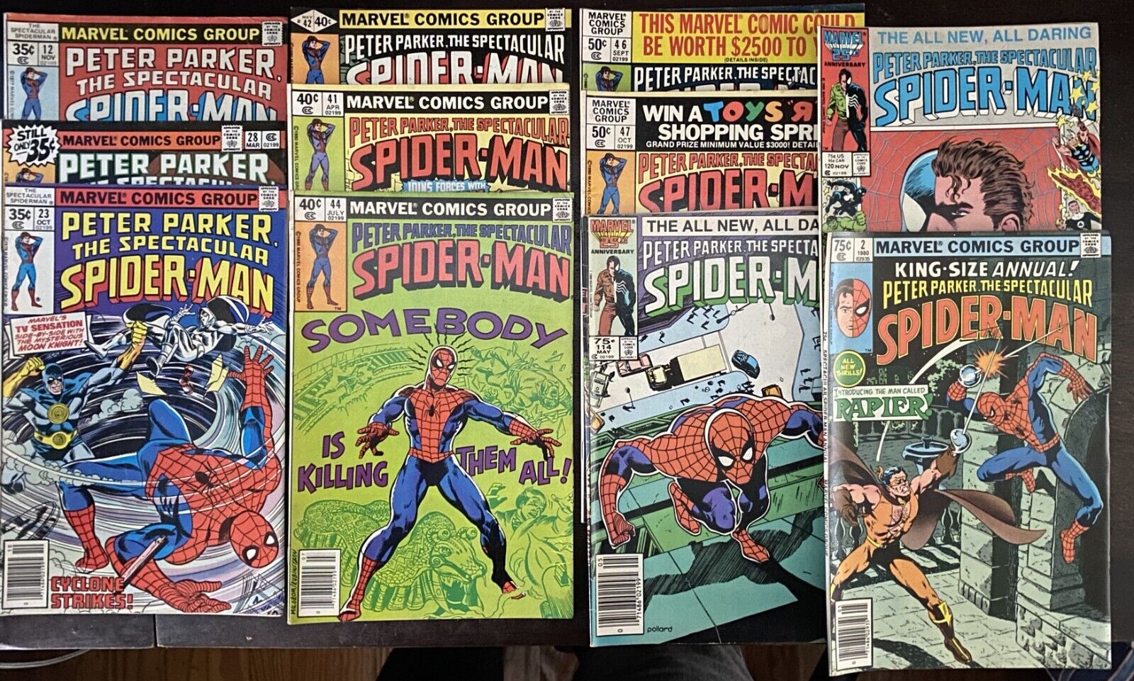 Peter Parker Spiderman lot of 11; 12, 23, 28, 41, 42, 44, 46, 47, 114, 120, An#2