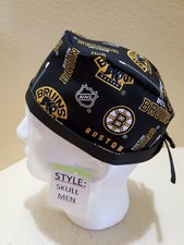 Boston Bruins NHL Men's Skull/Chemo Surgical Scrub Hat/Cap Handmade