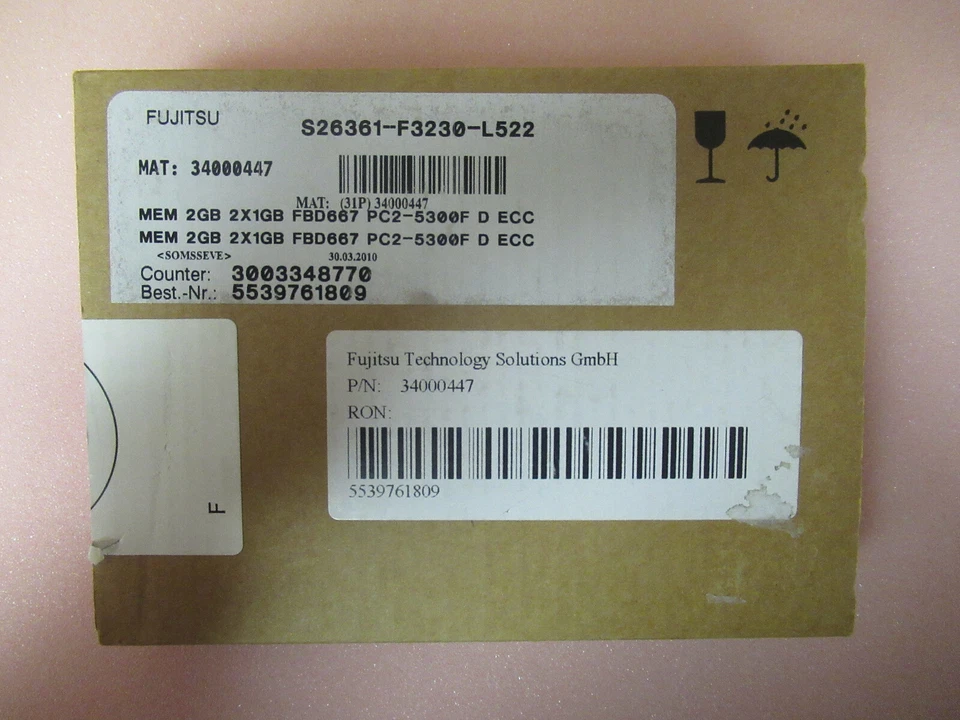 NEW Fujitsu 2GB 2x1GB DDR2-667 PC2-5300 ECC240-Pin Server RAM S26361-F3230-L522 - Image 3 of 4