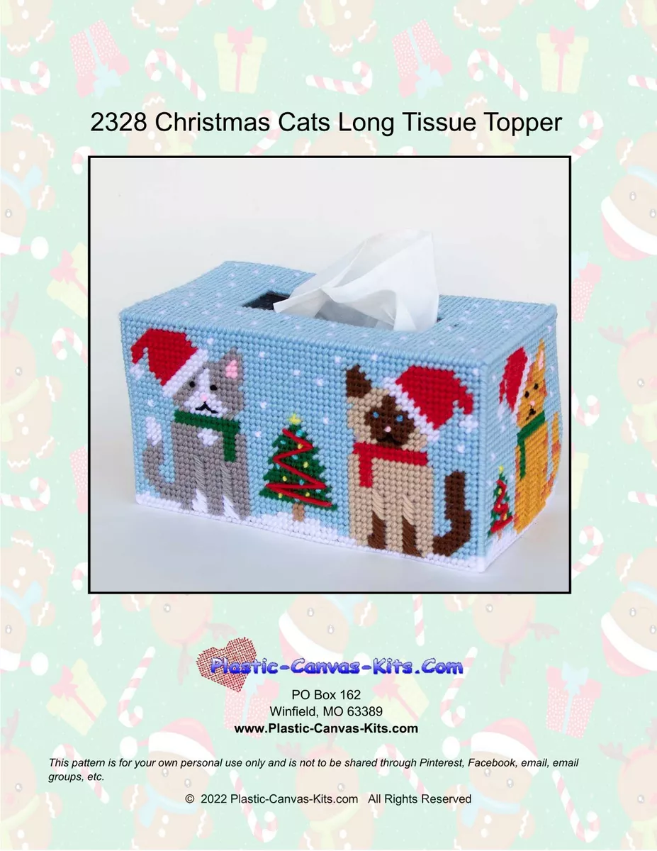 Christmas Cats Long Tissue Topper-Plastic Canvas Pattern or Kit