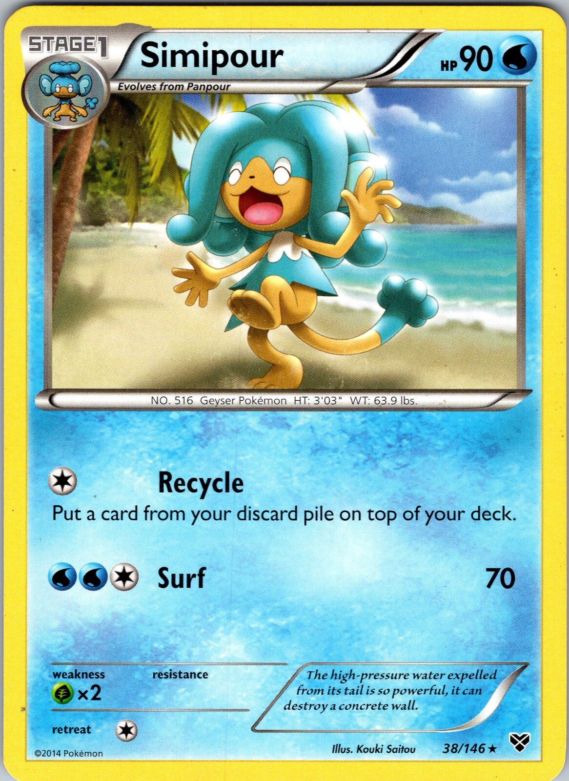 Pokemon TCG Simipour XY Base Set 38/146 Regular Non-Holo Rare Card NM