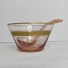 Pink Depression Glass Mayonnaise Condiment Bowl Gold Rimmed Tiffin Franciscan